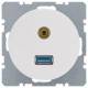 Berker 3315392089 USB/3,5mm Audio Steckdose R.1/R.3 polarweiß glänzend