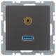 Berker 3315396086 USB/3,5mm Audio Steckdose Q.1/Q.3 anthrazit samt