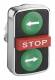 Schneider Electric ZB4BA73133 Schneider Dreifachdrucktaster PFEIL li gn/STOP rot/PFEIL re gn D22