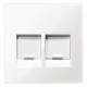 Merten MEG4562-0319 central plate 2f, Modular Jack Staubsch. polarwhite gl.SM