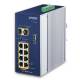 PLANET Industrial 8-Port GE 802.3at PoE + 2 1000X SFP +12V