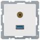Berker 3315396089 USB/3,5mm Audio Steckdose Q.1 polarweiss samt