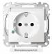 Merten MEG2305-0319 SCHUKO-Steckdose BRS mit ÜSS+Schriftfeld StK polarweiß gl.System M