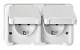 Merten MEG2320-8019 SCHUKO-Double plug, socket polar white horizontal. m.BRS AQUASTAR