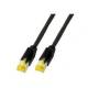 Patchkabel RJ45, CAT6A 500Mhz, 30m, schwarz S-STP(S/FTP) PUR(Industrie), AWG26, mit CAT7 Rohkabel,