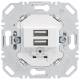 Berker 260209 USB charging socket 230V 2-way 3.0A square support ring polar white