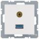 Berker 3315391909 USB/3,5mm Audio Steckdose S.1/B.1/B.3/B.7 Glas polarweiß