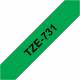 Brother P-touch TZE731 Label Tape - 12 mm Width x 8 m Length - Rectangle - Thermal Transfer - Green