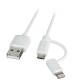 Kabel USB, A(St) => B(St)+Lightning(ST), 1,0m, USB2.0, weiß,