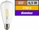 Muellerlicht ETT-1451923 LED Filament Glühlampe, E27 / ST64, 6,5W, 810lm, 2700K, warmweiß, dimmbar