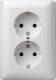Gira 078004 flush double socket 0780 04, pure white matt-s-System55