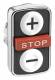 Schneider Electric ZB4BA71115 Schneider Dreifachdrucktaster Bez.+ ws fl./STOP vorst. rot/Bez.- ws fl