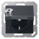 Jung A1520BFKLSLANM SCHUKO socket hinged cover lock series A anthr.matt