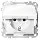 Socket Merten MEG2314-0319 IP44, polar white, glossy, System M hinged lid