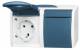 Busch Jaeger 2CKA002084A0699 Busch-Jaeger AP / WD outlet 20/2 EW-53, 2-way horizontal with hinged lid ocean